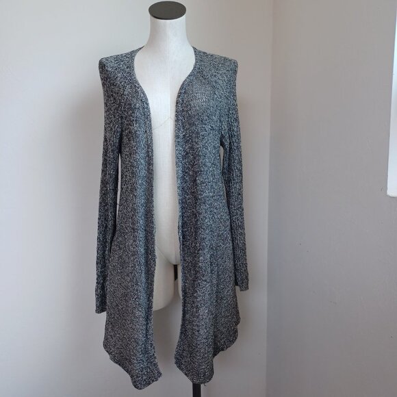 Eileen Fisher Cardigan Sweater Open Knit Linen Wool Blend Dark Neutral Womens L - Picture 6 of 13